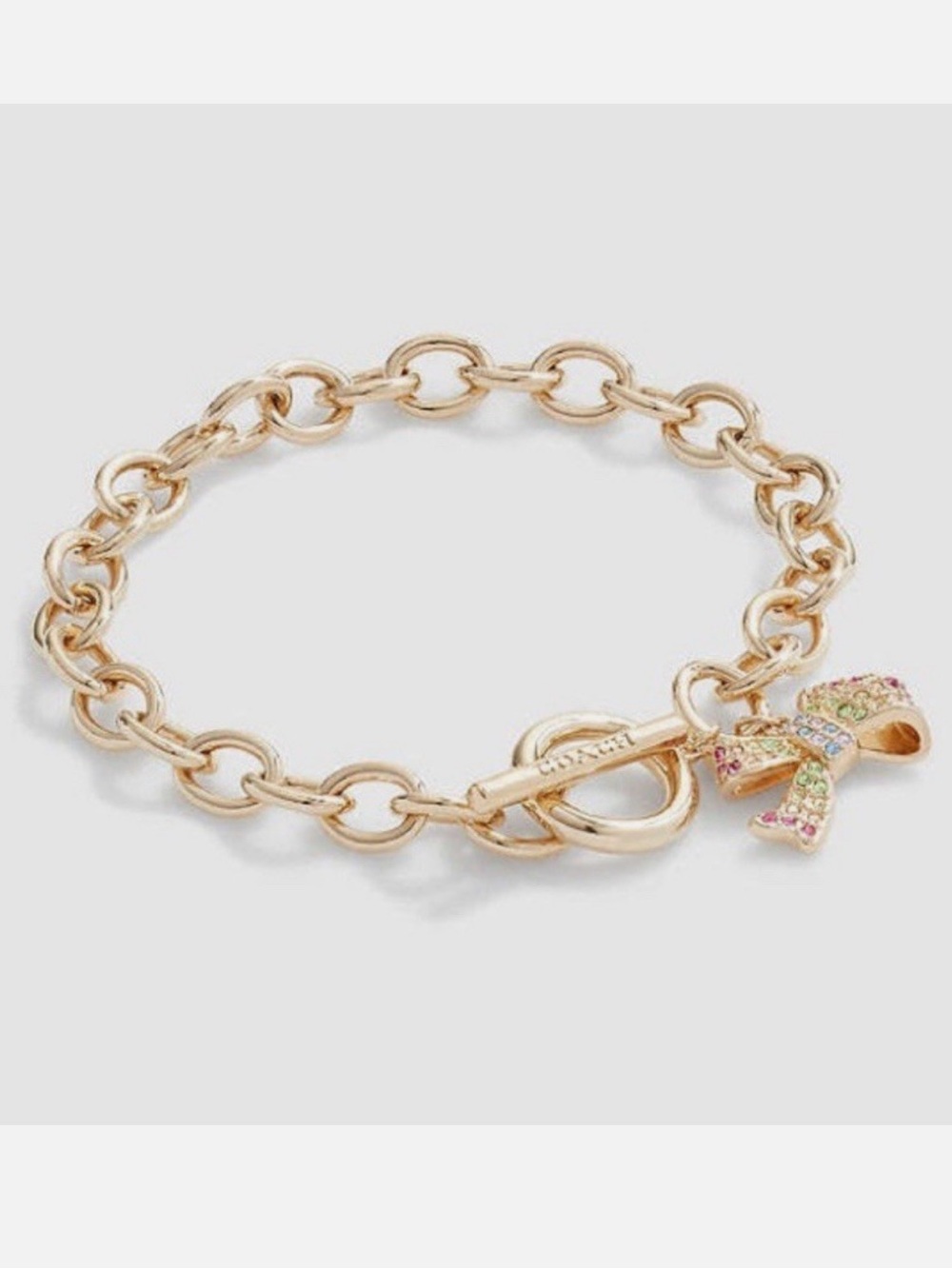 NWT Coach Limited Edition Bow Pavé Chain Link Bracelet